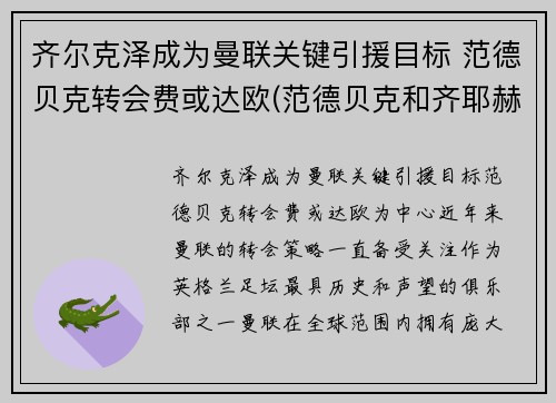 齐尔克泽成为曼联关键引援目标 范德贝克转会费或达欧(范德贝克和齐耶赫谁厉害)